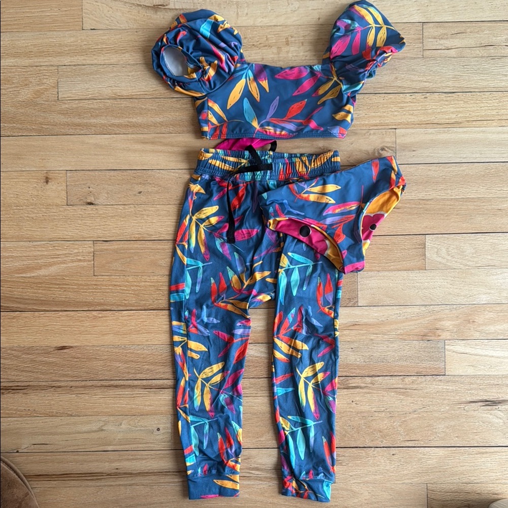 Blue and Yellow Swim and Coverup Set with Vibrant Design size 4t
